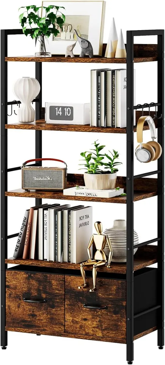 Bookshelf 5 Tier Bookshelves with 2 Fabric Cloth - Image 1