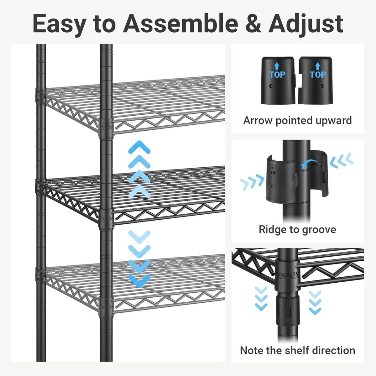 V5 Heavy Duty Clothes Rail 4 Rods 8 Shelves - Image 4