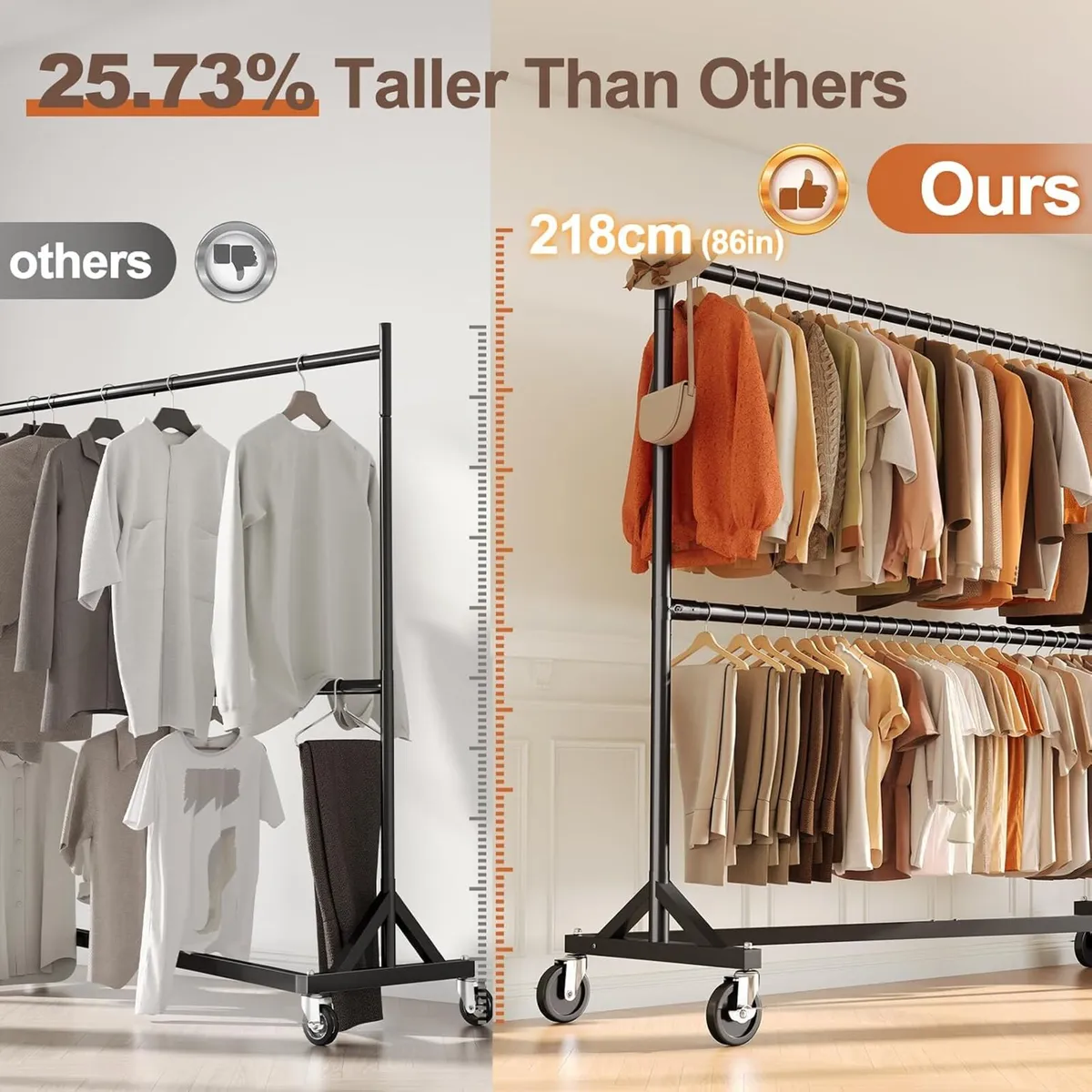 Commercial Heavy Duty Double Clothing Rack Z Base - Image 3