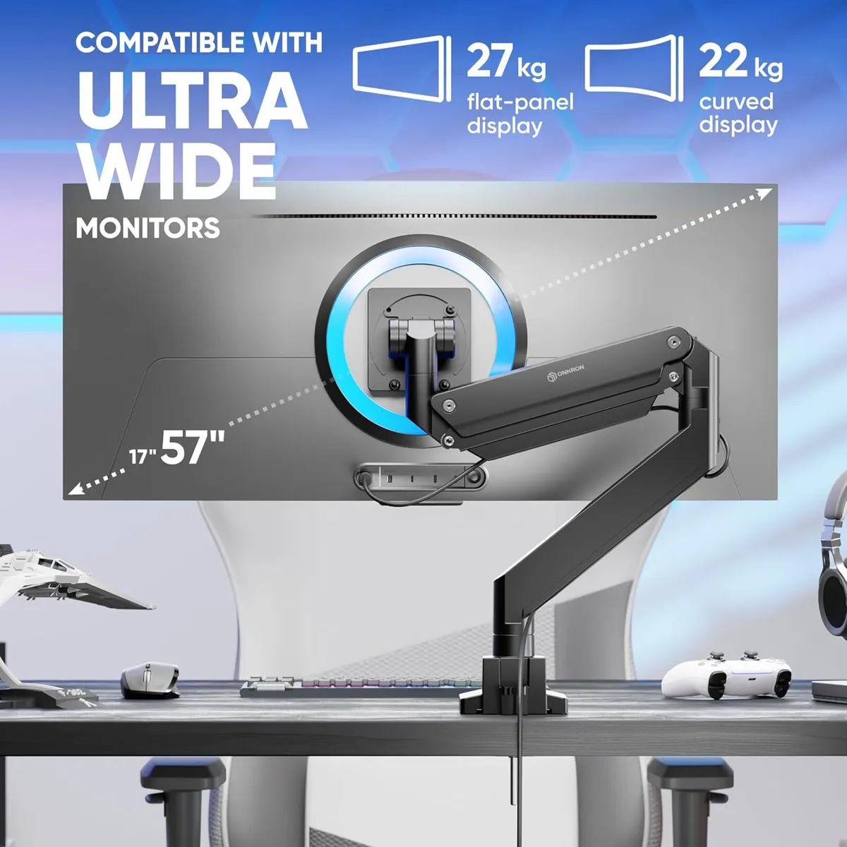 Desk Monitor Arm 17"-57" Up to 27KG - Image 2