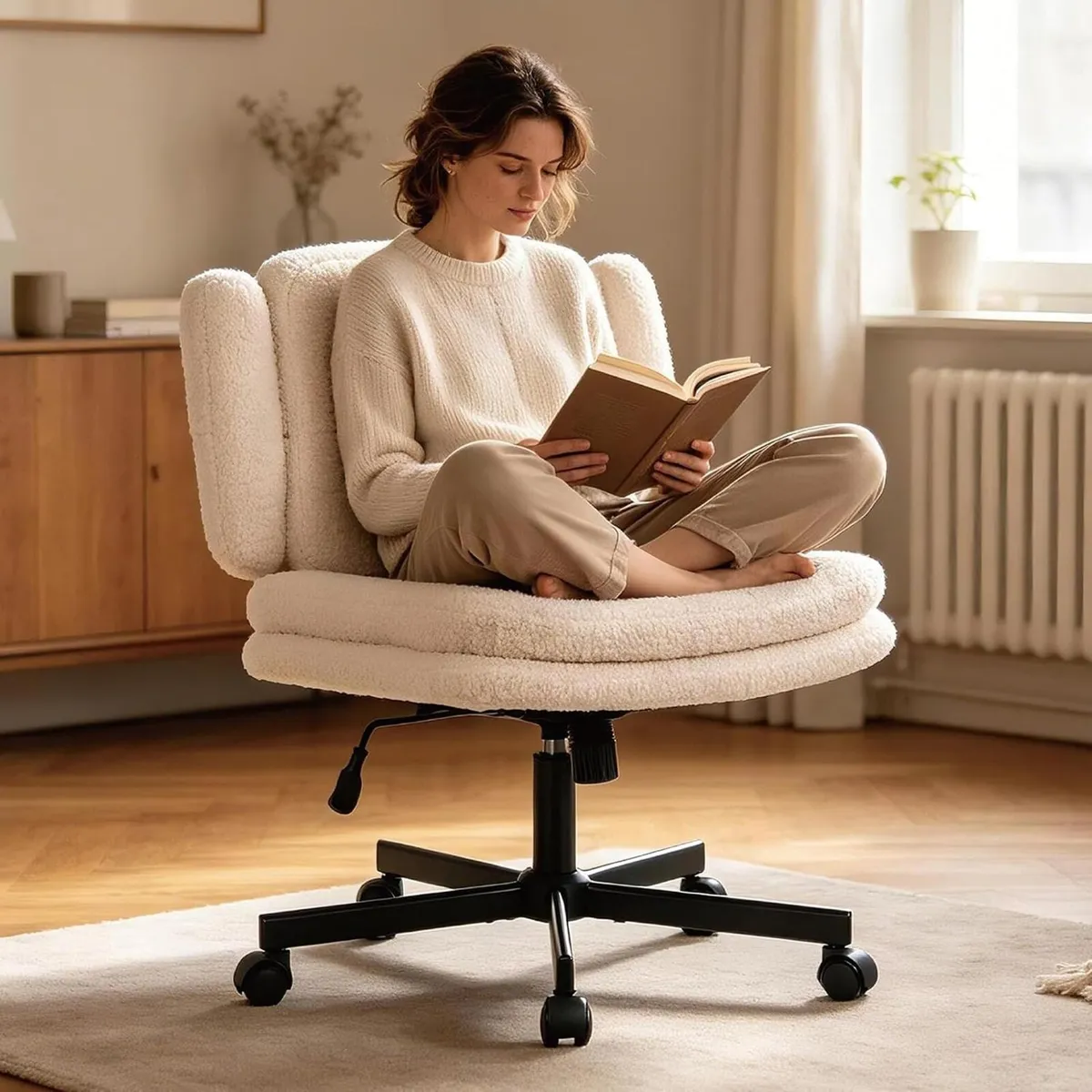 Desk Chair Cross Legged with Armrests - Image 1