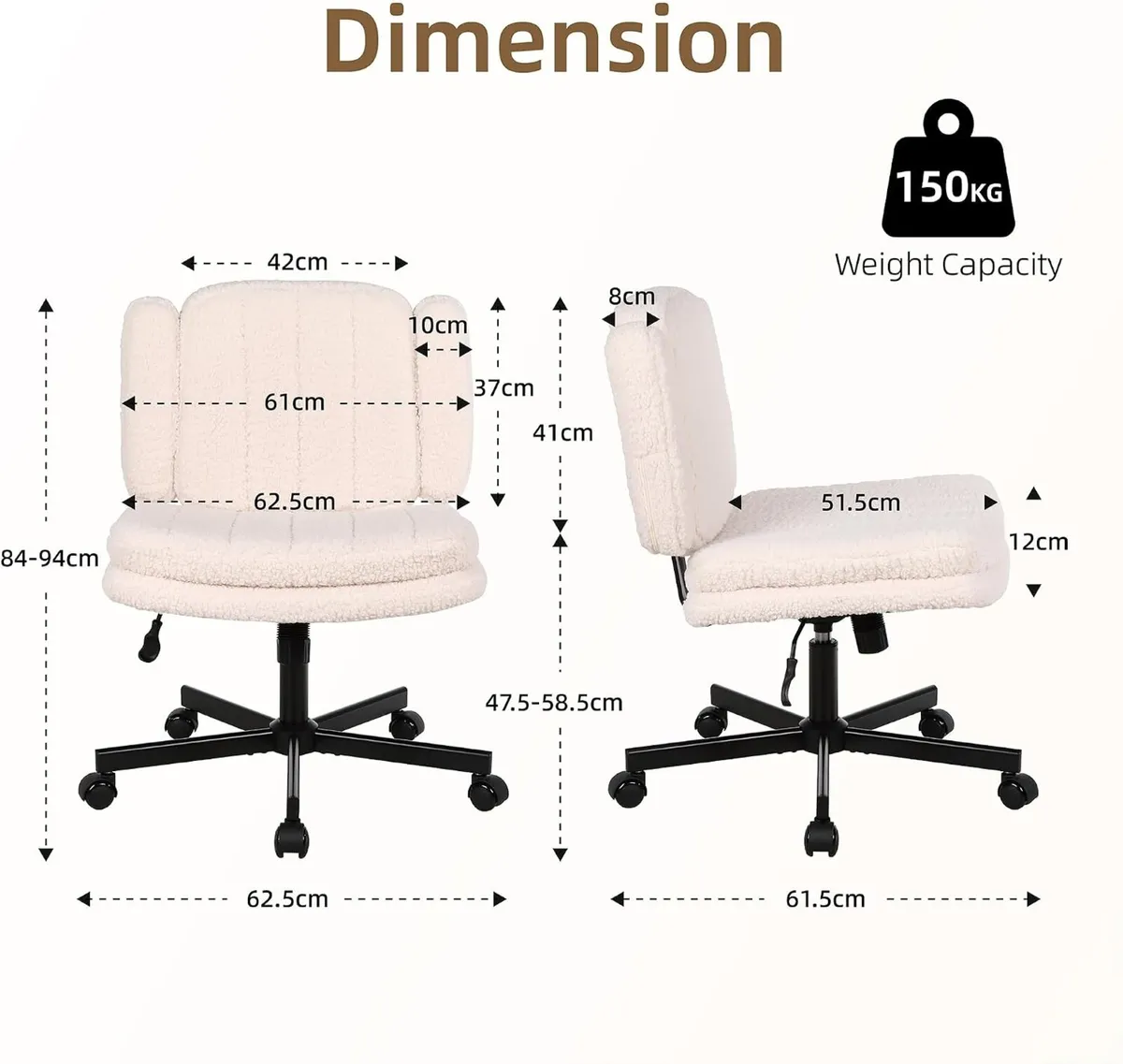 Desk Chair Cross Legged with Armrests - Image 2