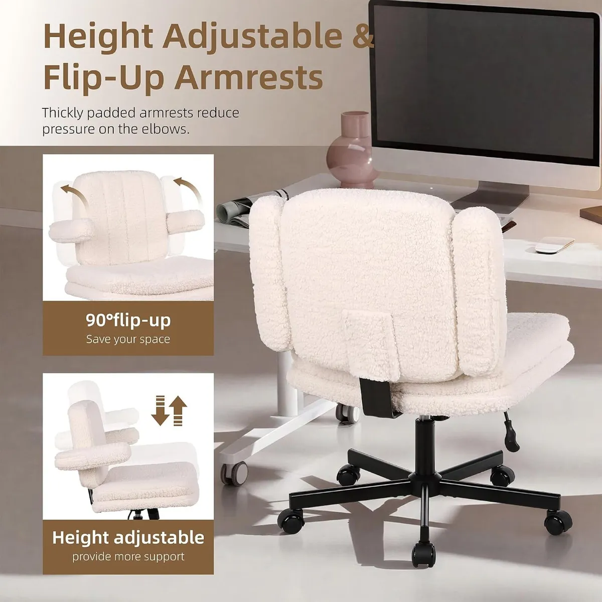 Desk Chair Cross Legged with Armrests - Image 3