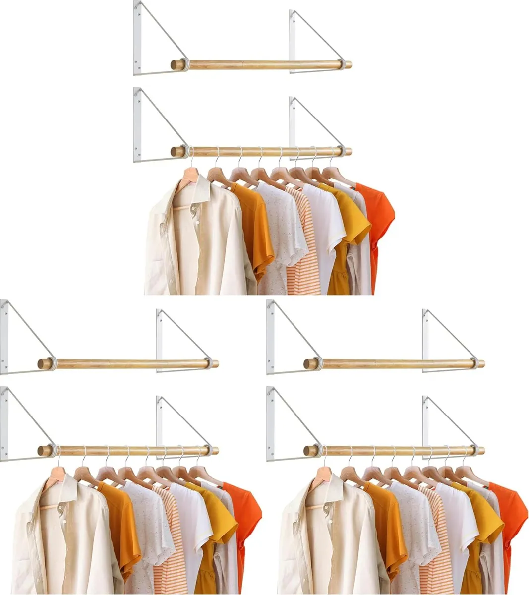 Wood Wall Mounted Clothes Rail Coat (Set of 3) - Image 1