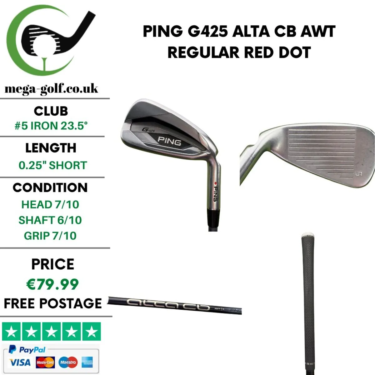 Ping G425 #5 Iron 23.5° / Alta CB Awt Regular - Image 1