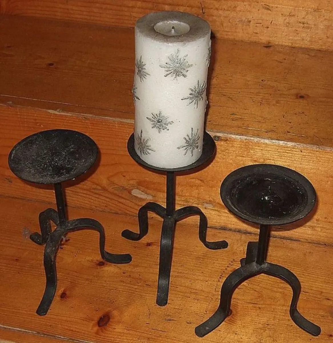 Vintage Wrought Iron Tripod Candle Holders - Image 4