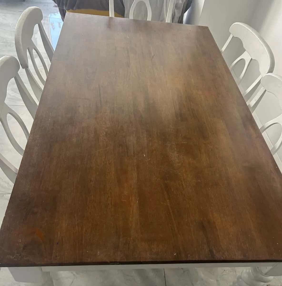 Table dark oak 160cm with 5 chairs - Image 3