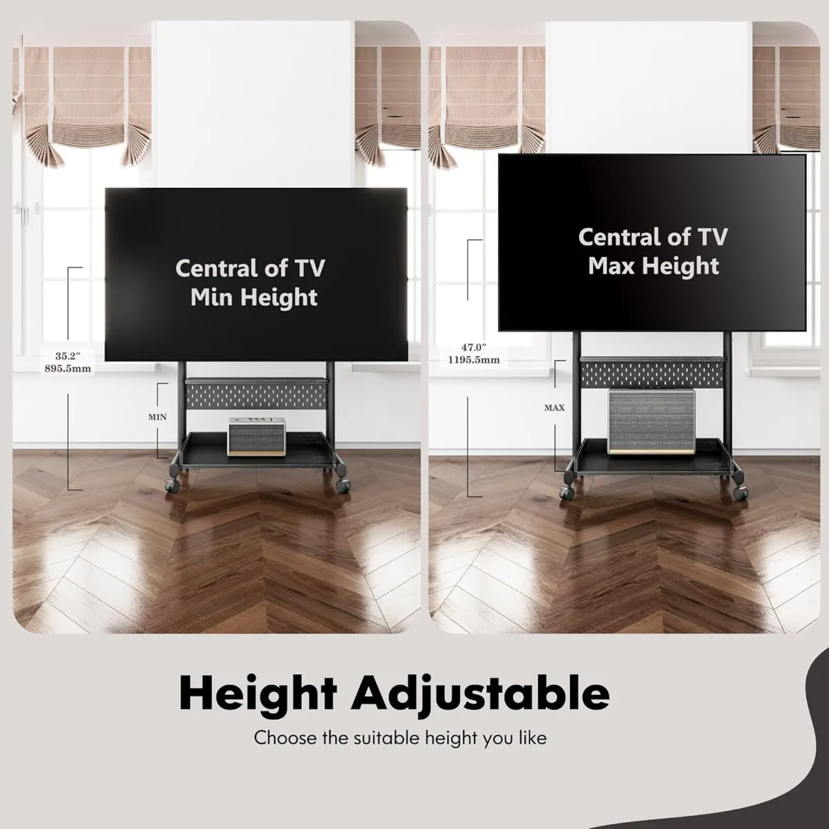 TV Floor Stand on Wheels for 40-85" Screens - Image 4