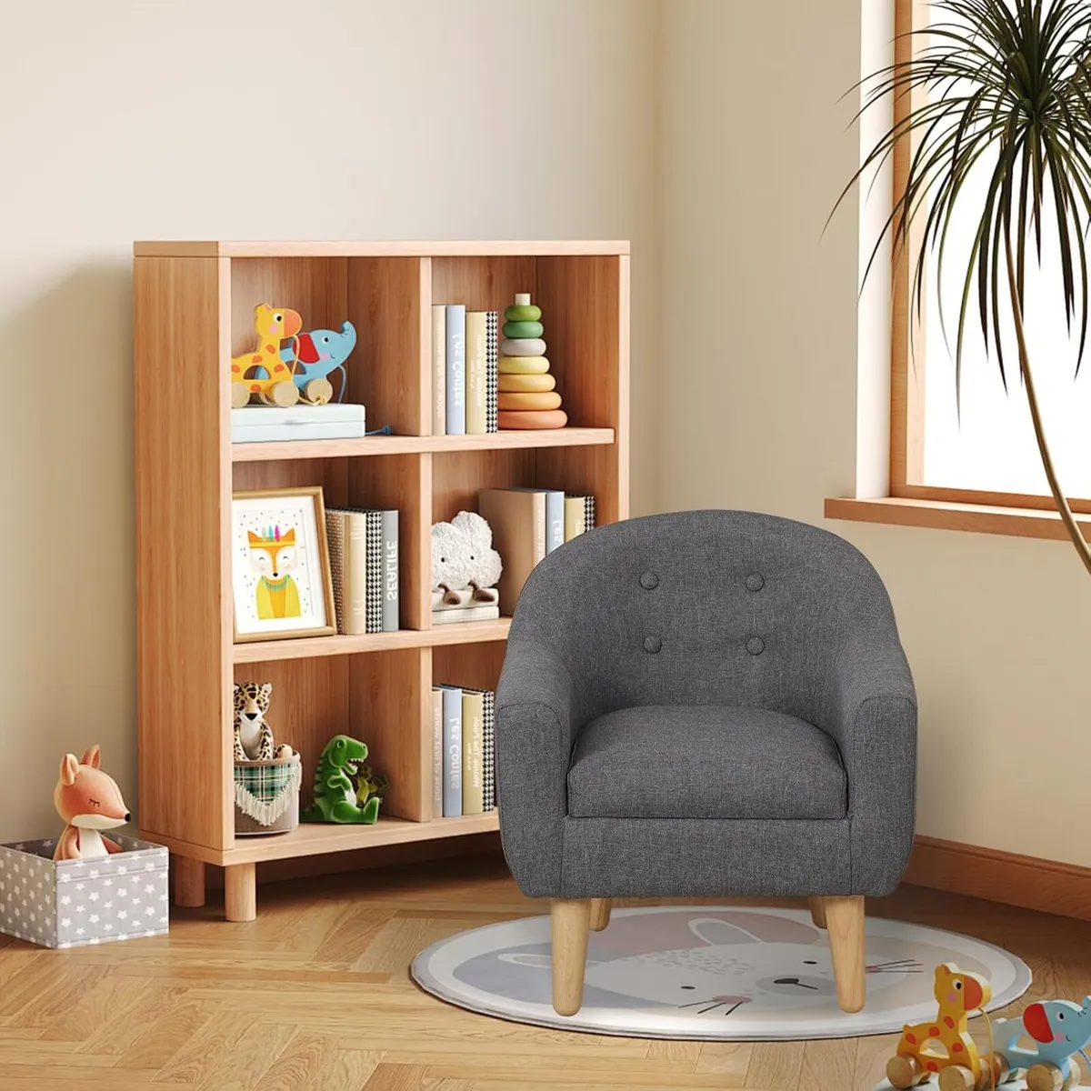 Single Linen Fabric Children's Armchair Toddler - Image 2