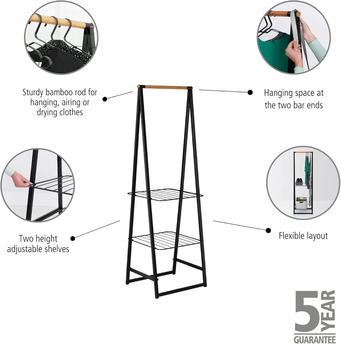 Linn Clothes Rack Small Multi-Functional Hanging - Image 4