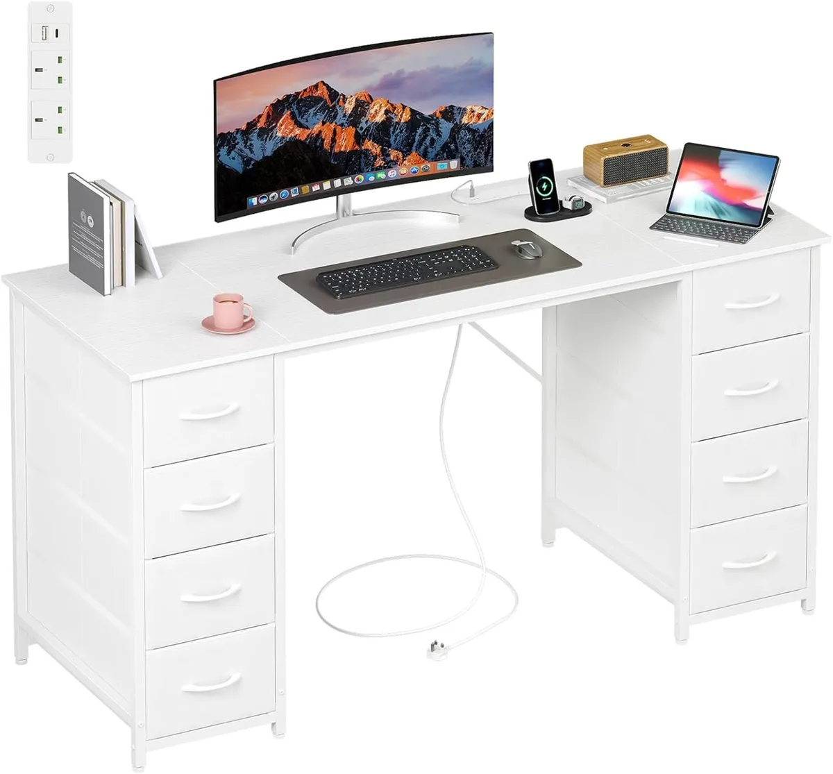 Computer Desk with 8 Fabric Drawers Home Office - Image 1