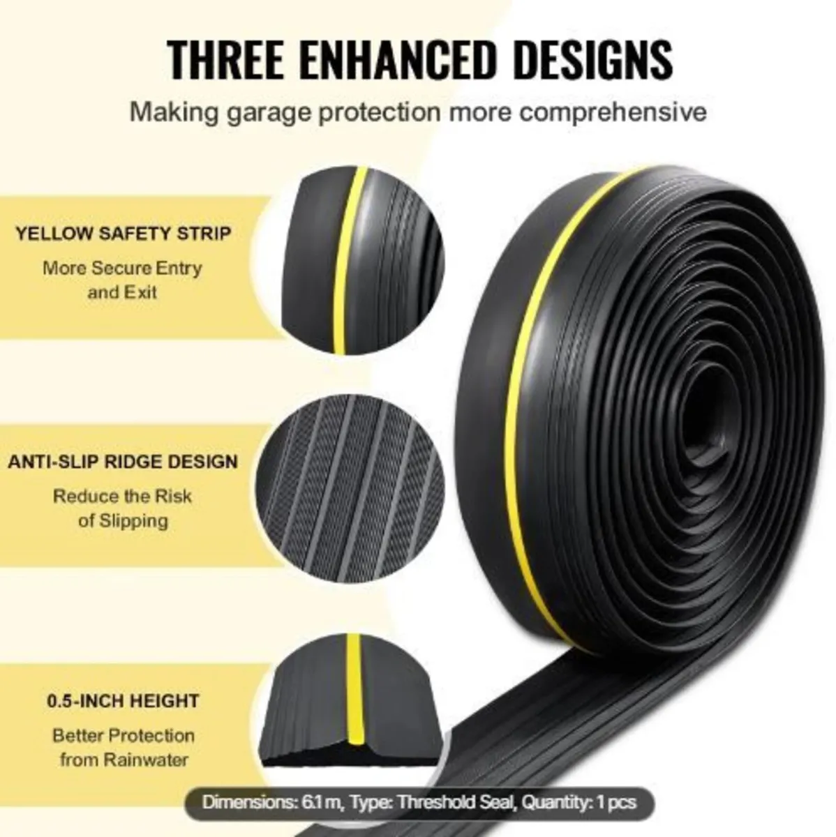 Garage Door Threshold Seal Strip, 20 FT - Image 1