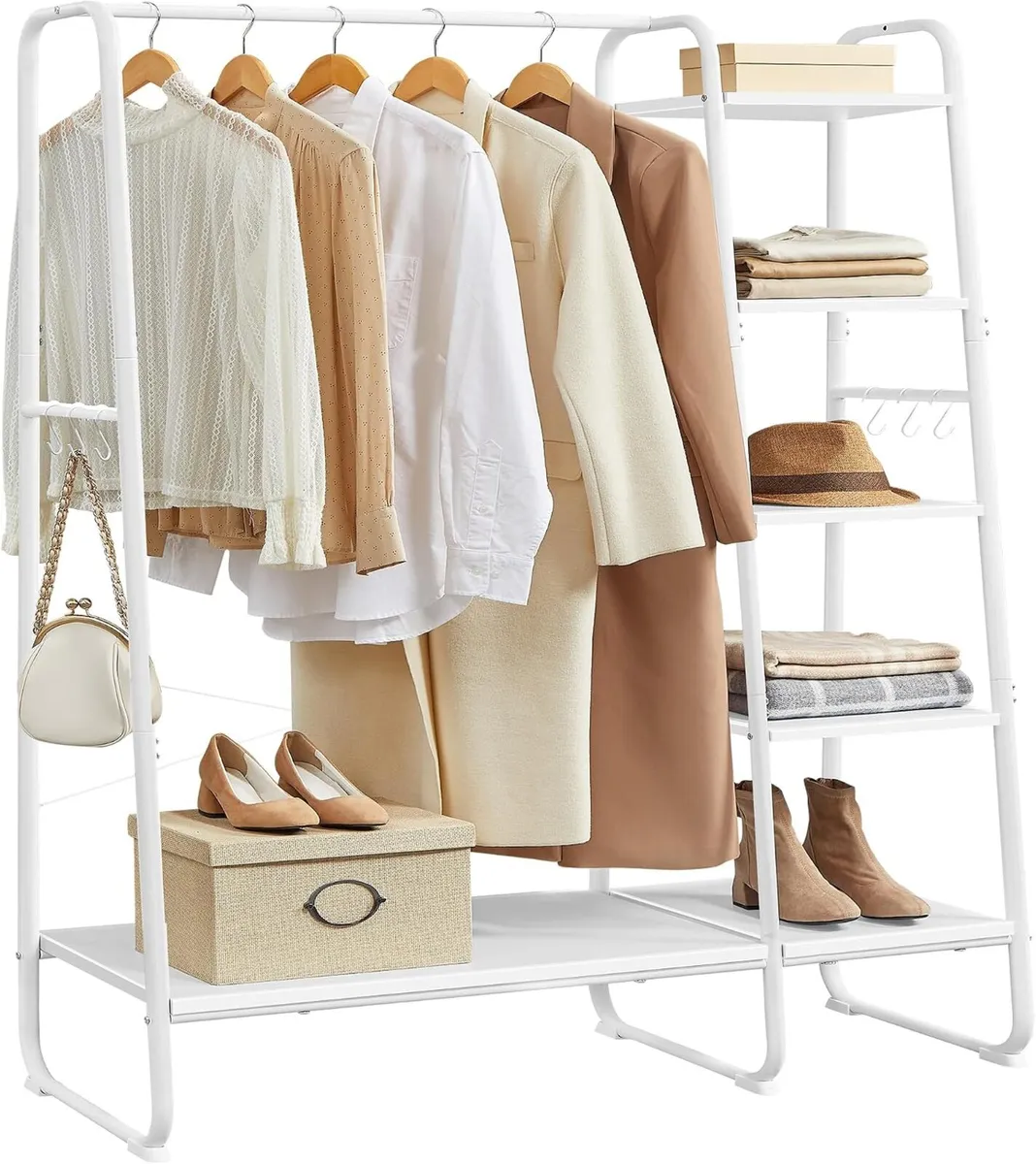 Clothes Rail Heavy-Duty Rack 5 Shelves Steel Frame - Image 1