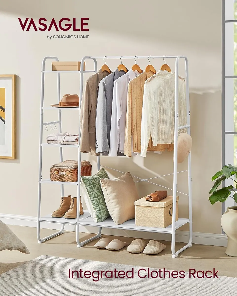 Clothes Rail Heavy-Duty Rack 5 Shelves Steel Frame - Image 2