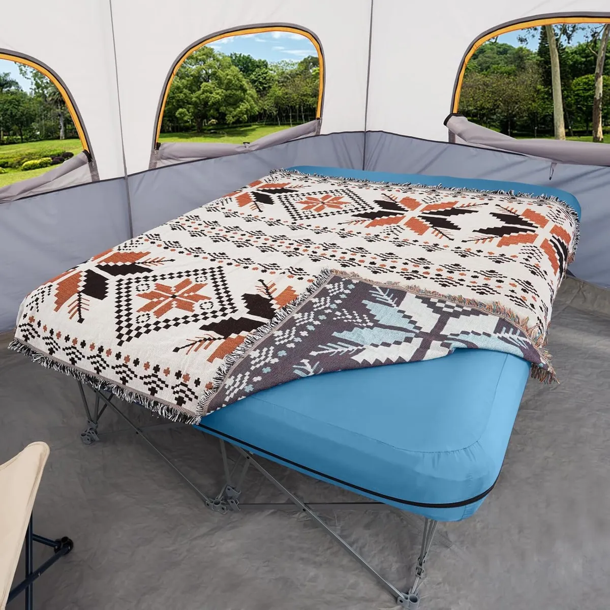 1-2 Person Camping Cot Folding Bed with Inflatable - Image 2