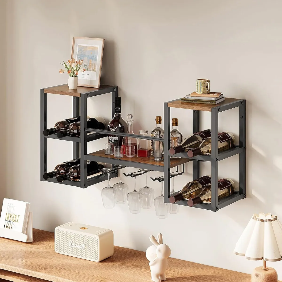 Industrial Wall Mounted Wine Rack with 3 Steam - Image 3
