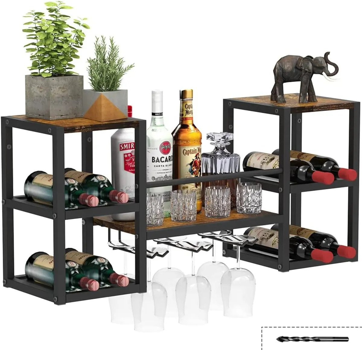 Industrial Wall Mounted Wine Rack with 3 Steam - Image 2