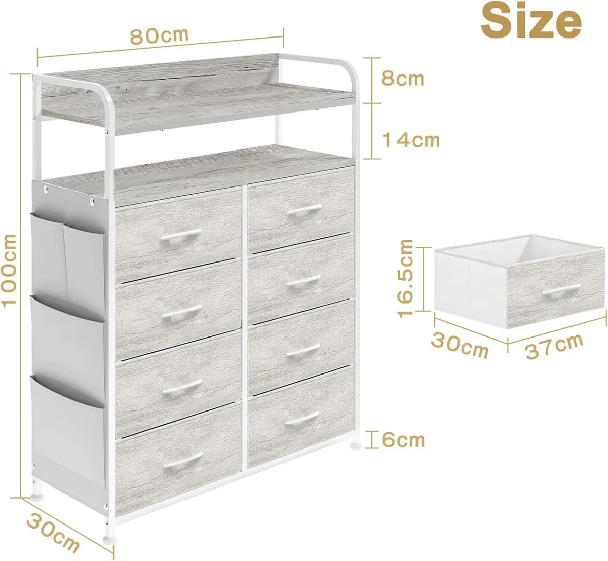 Chest of 8 Drawers Bedroom Storage Cabinet - Image 2