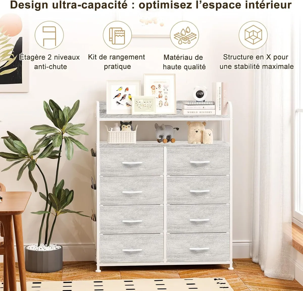 Chest of 8 Drawers Bedroom Storage Cabinet - Image 3