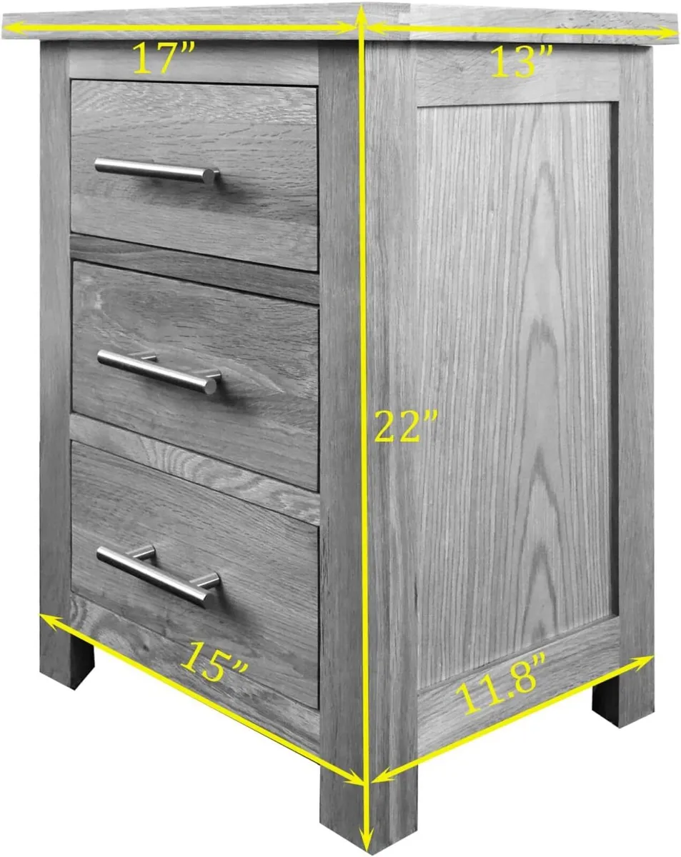 Oak Hard Wood Bedside Table in Light Lacquer - Image 3