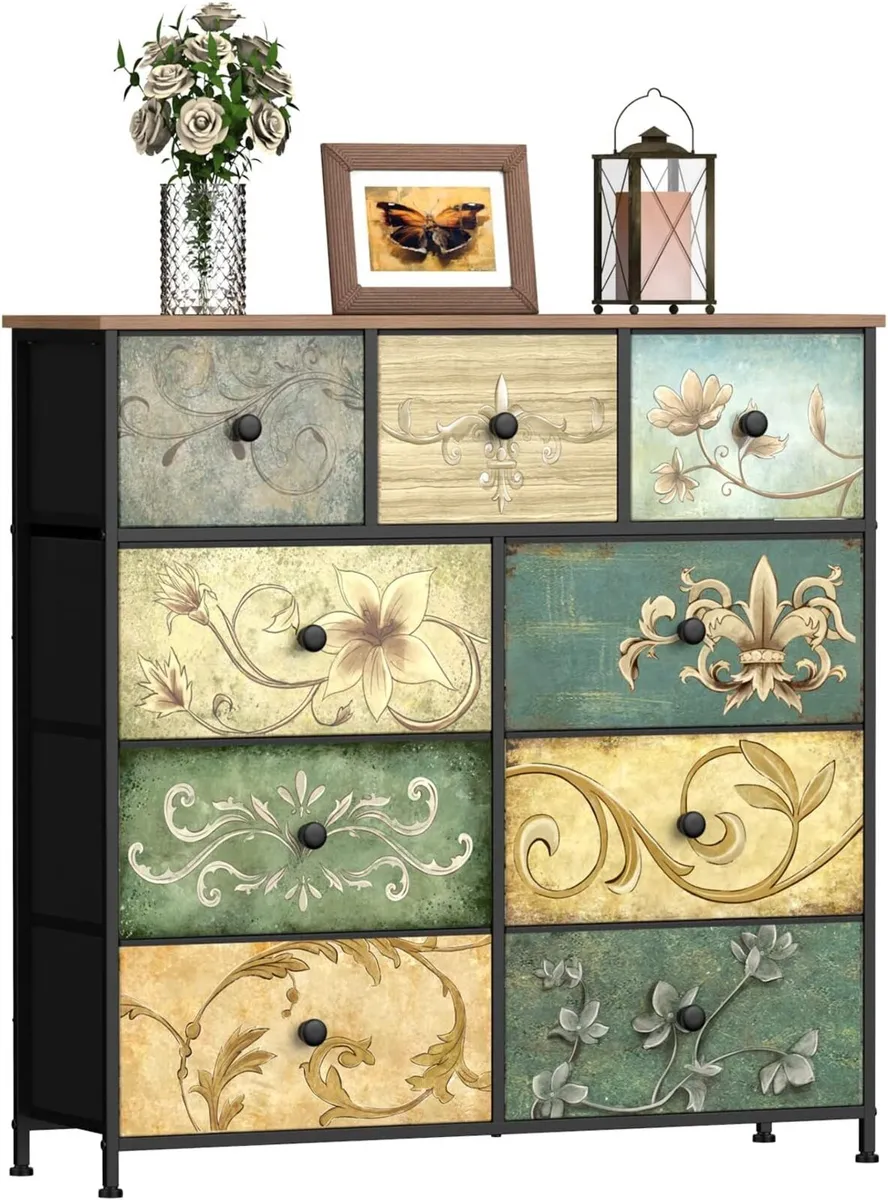 Dresser with Drawer for Bedroom 9 Fabric Drawers - Image 1