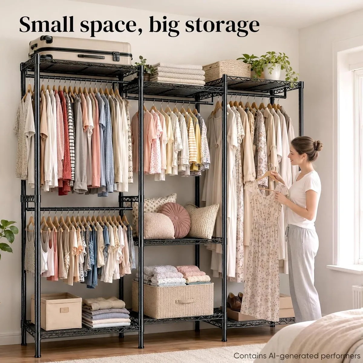 Freestanding Metal Open Wardrobe - Image 2
