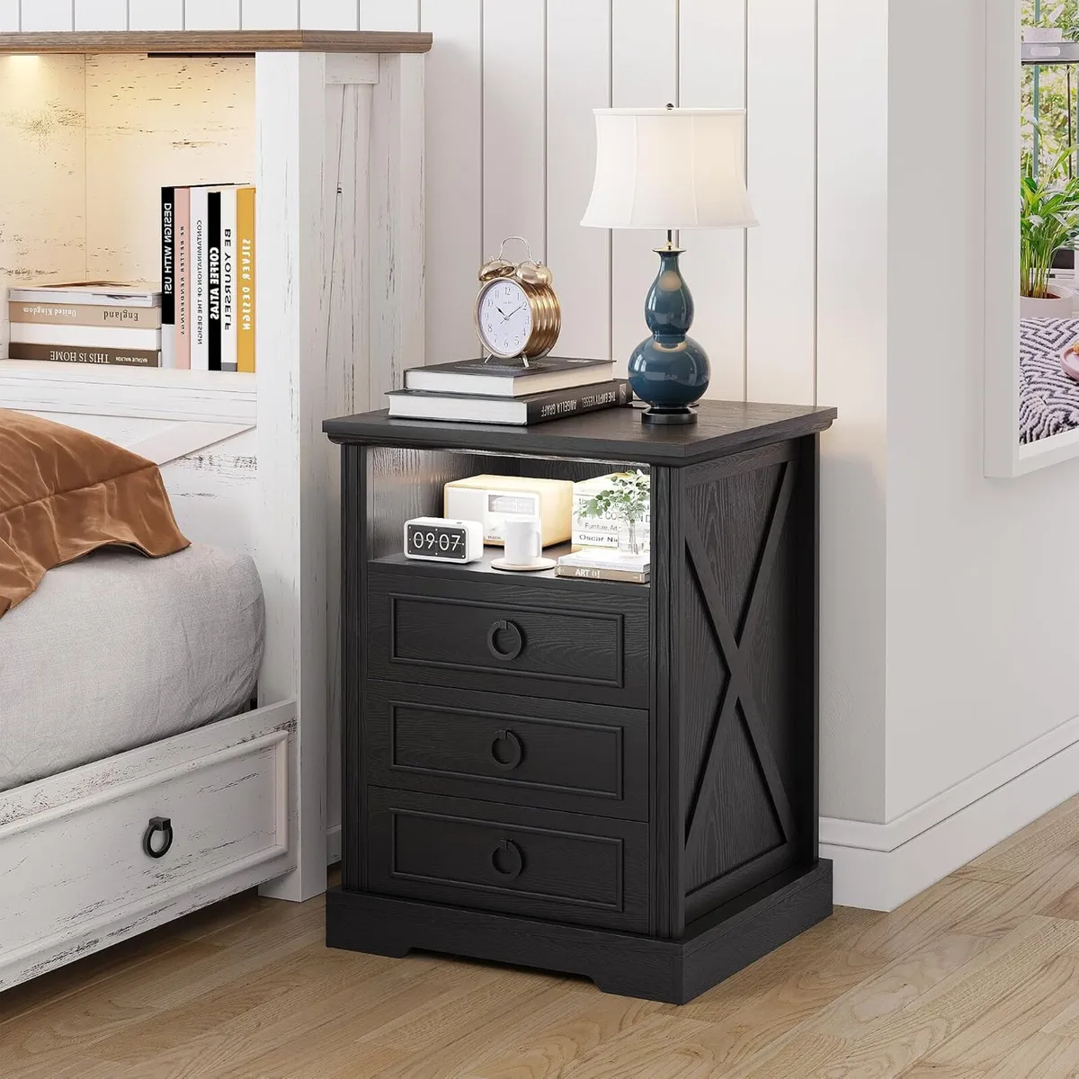 LED Bedside Table with Charging Station - Image 1