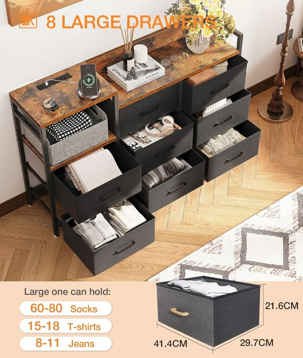 Chest of Drawers Bedroom 8 Fabric Retro Colour - Image 4