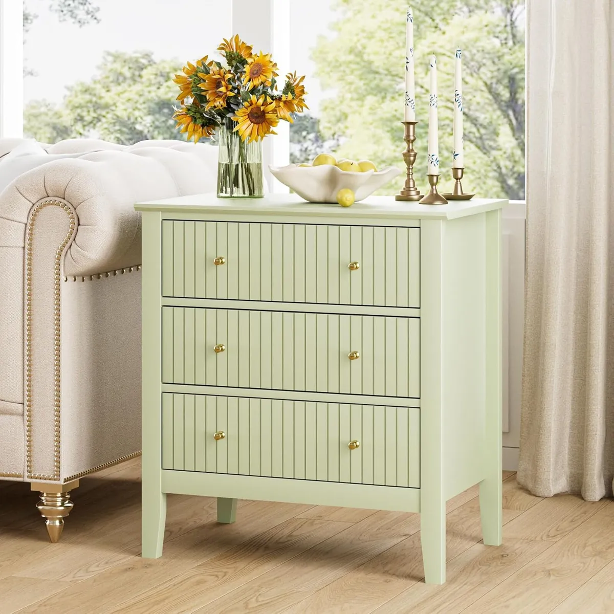 Large Bedside Table Bedroom 3 Drawer Chest - Image 4