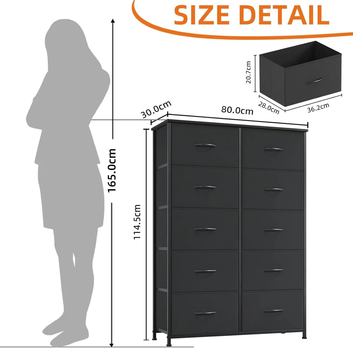 Chest of Drawers for Bedroom 10 Fabric - Image 3