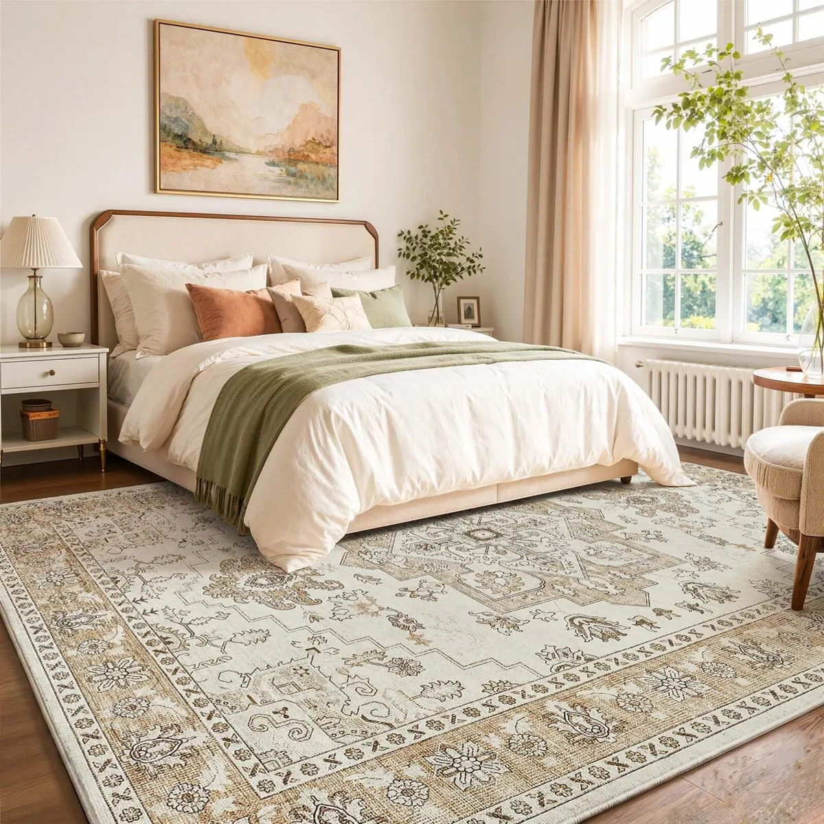 Vintage Taupe Rugs Bedroom 240x300 Washable Stain - Image 3
