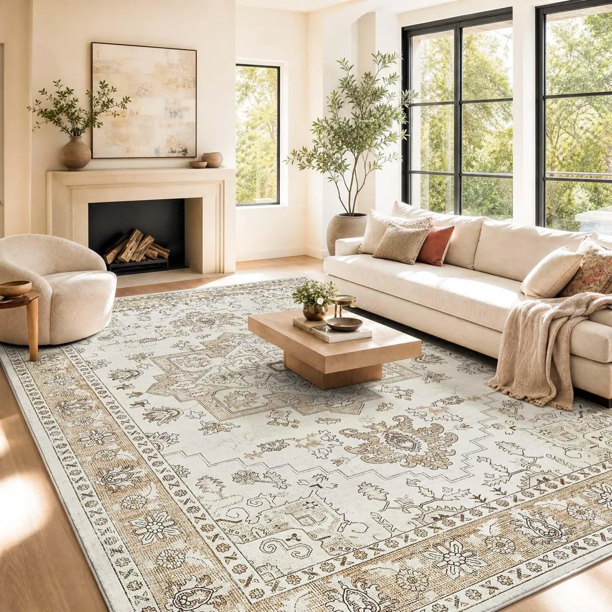 Vintage Taupe Rugs Bedroom 240x300 Washable Stain - Image 1