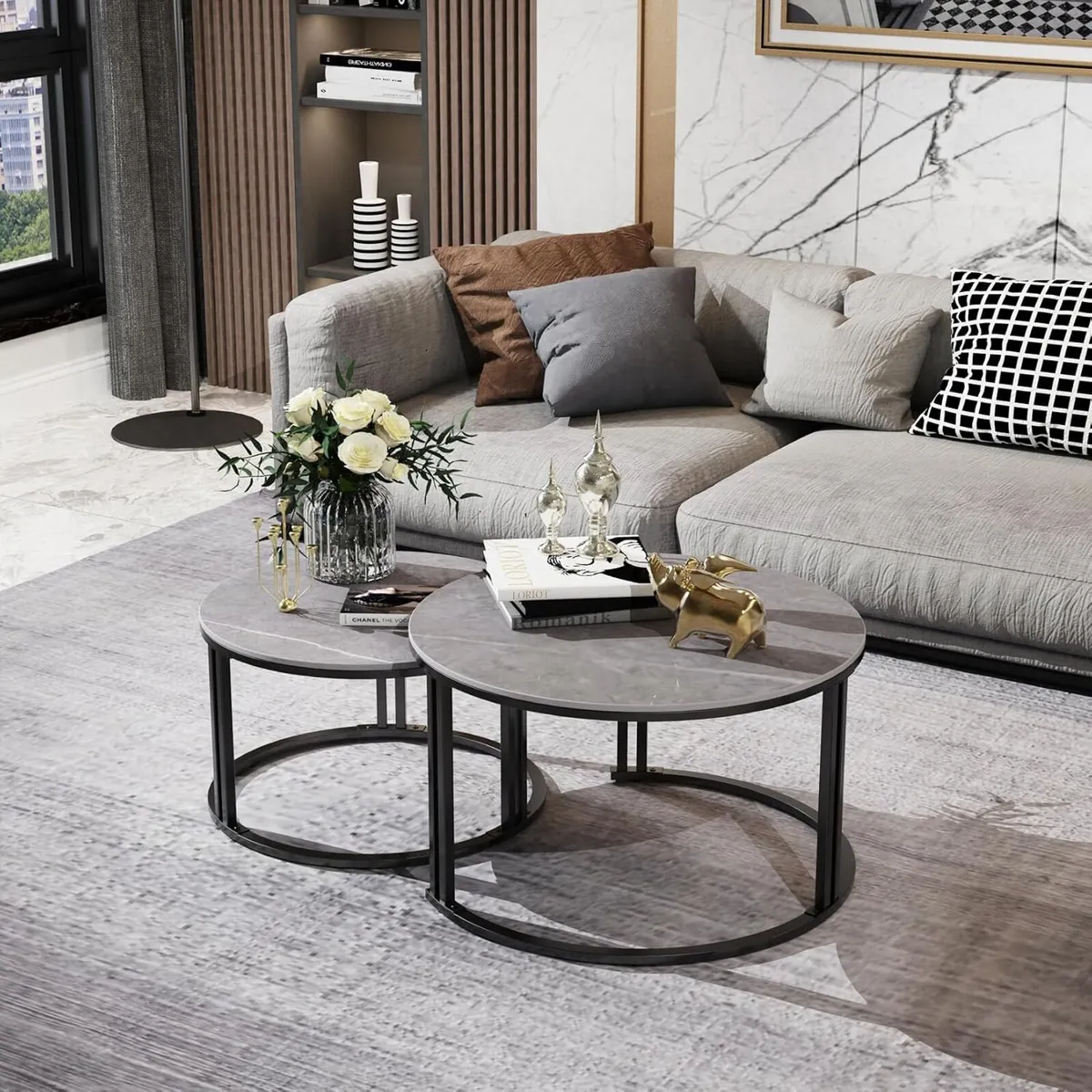 Nesting Coffee Table Sintered Stone Marble Top - Image 3