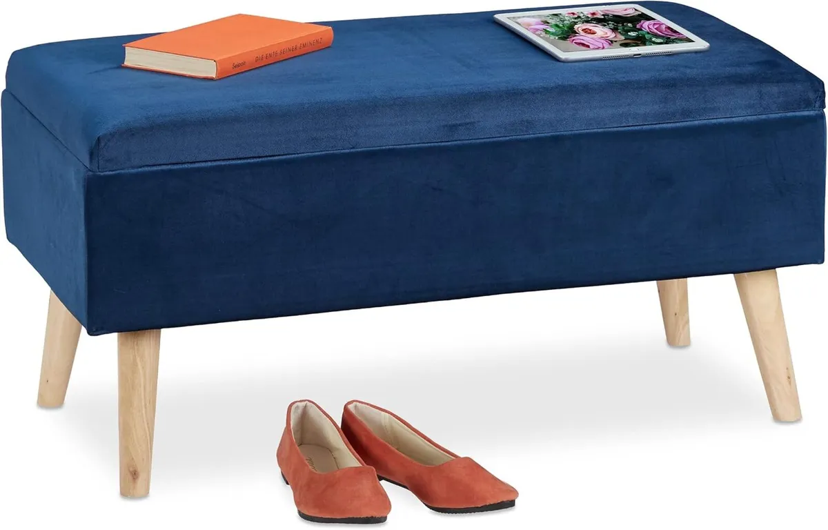 Ottoman Storage Bench Velvet Upholstery 40L - Image 1