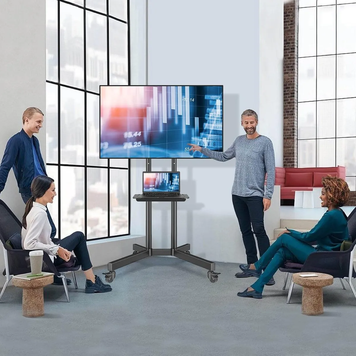 Mobile TV Stand on Wheels for 32-80 Inch - Image 2