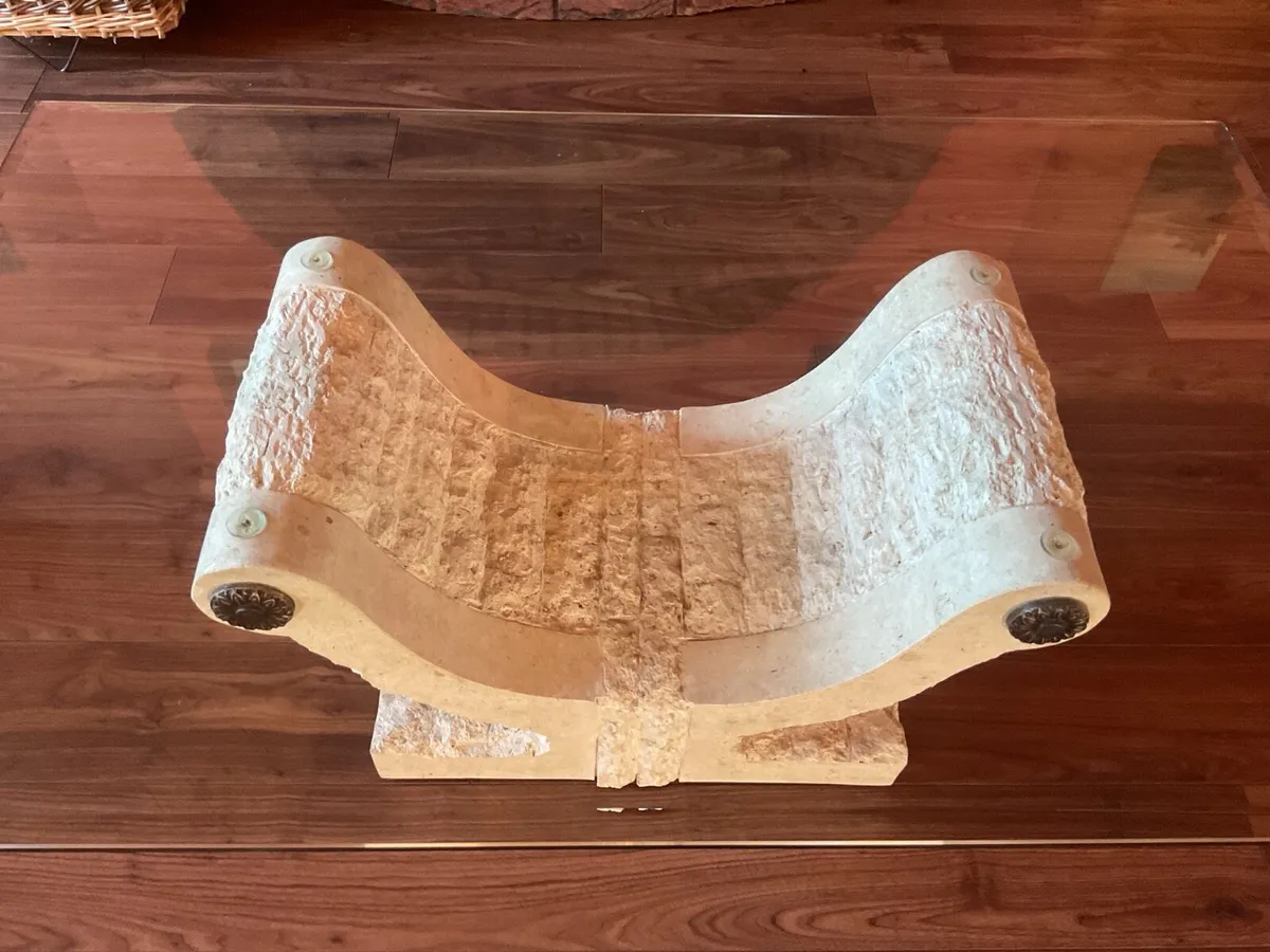 Rectangular coffee table with a  cream stone base - Image 3