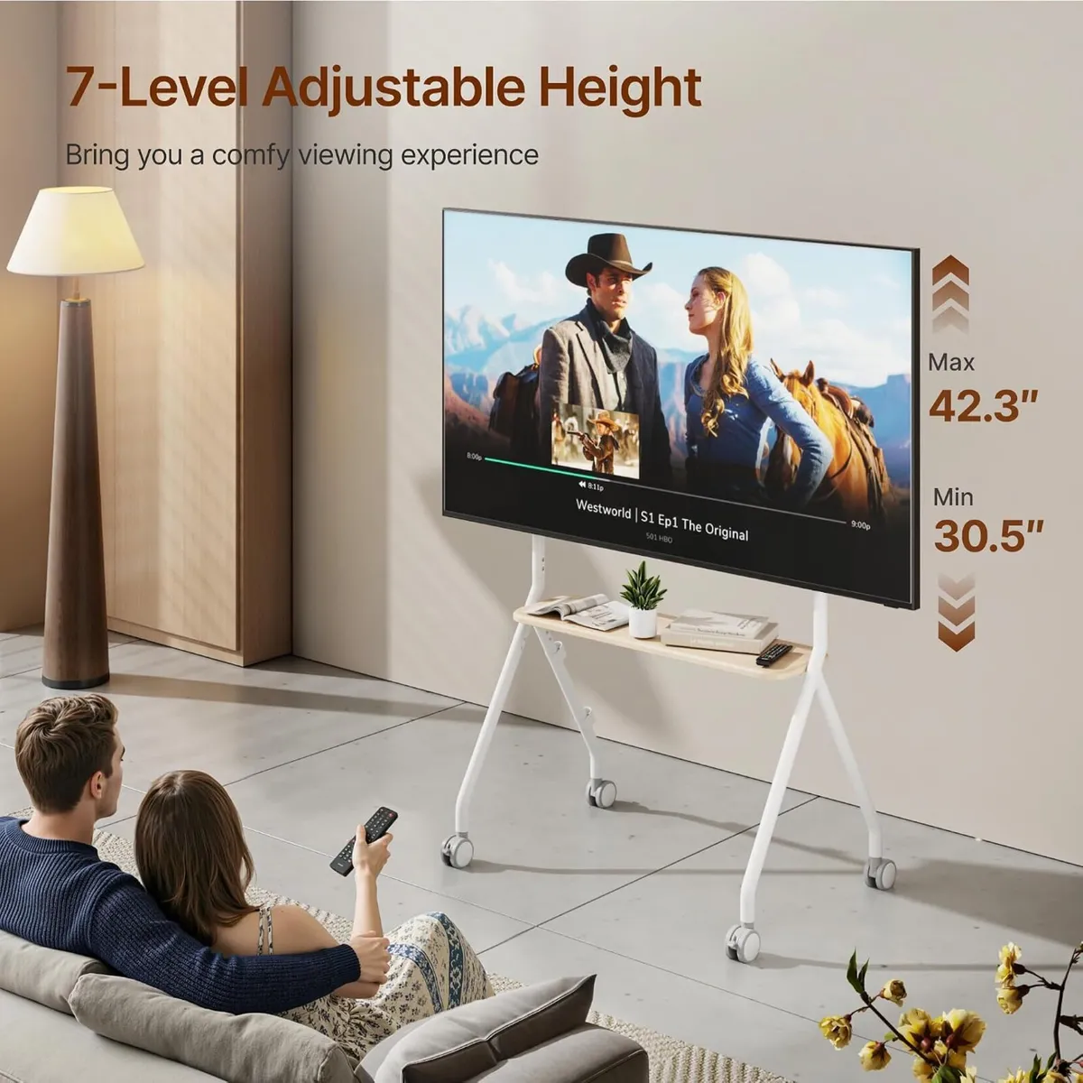 Mobile TV Stand on Wheels for 49–80 Inch - Image 3