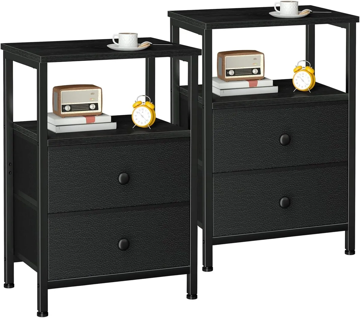Bedside Table Side with 2 Fabric Drawers Sofa - Image 1