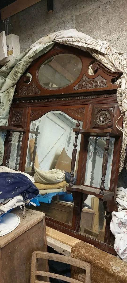 Antique Overmantle mirror HOUSE CLEARANCE - Image 1
