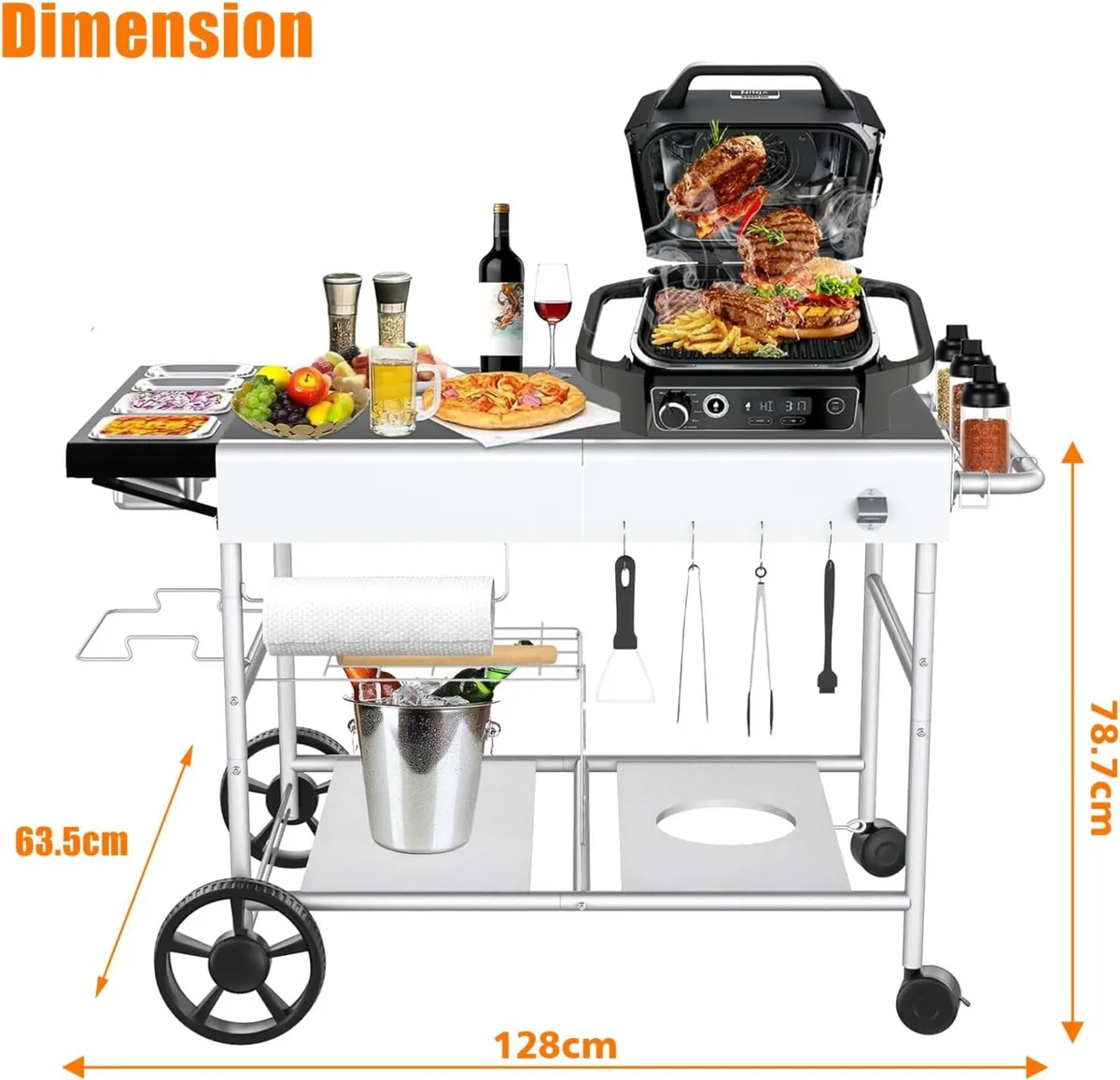 Grill Cart Bbq Stand for Ninja Woodfire - Image 3