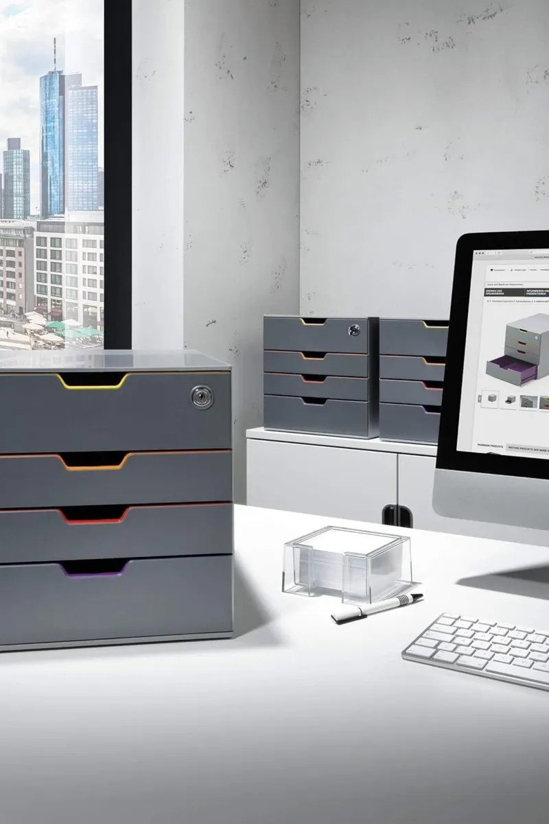 Varicolor 4 Lockable Drawer Unit Desktop Set - Image 2