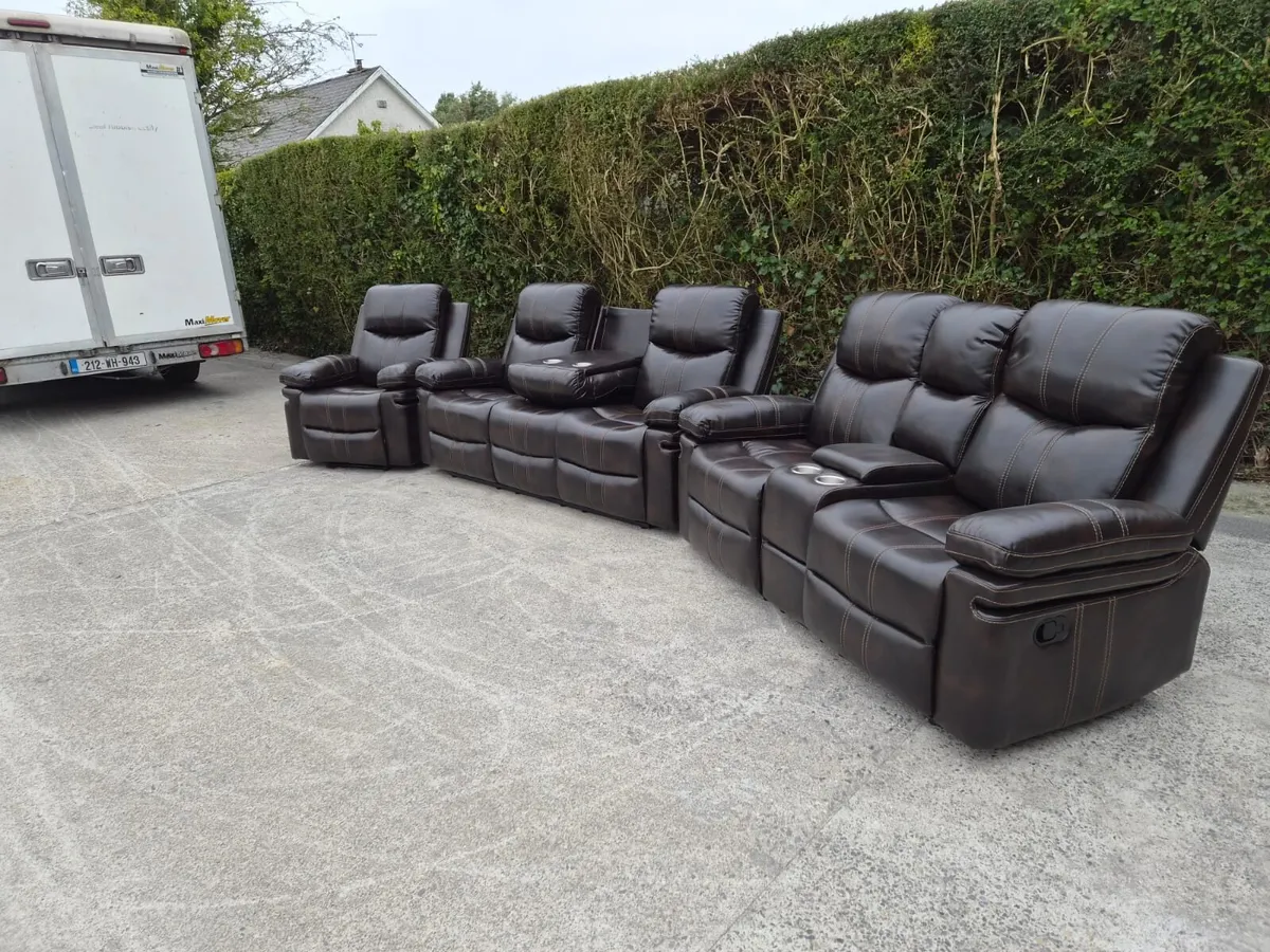 New chocolate brown leather sofa - Image 1