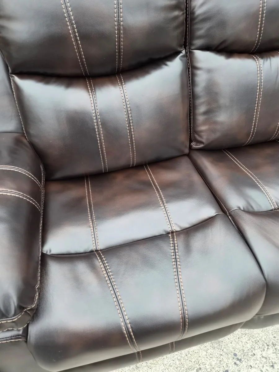 New chocolate brown leather sofa - Image 2