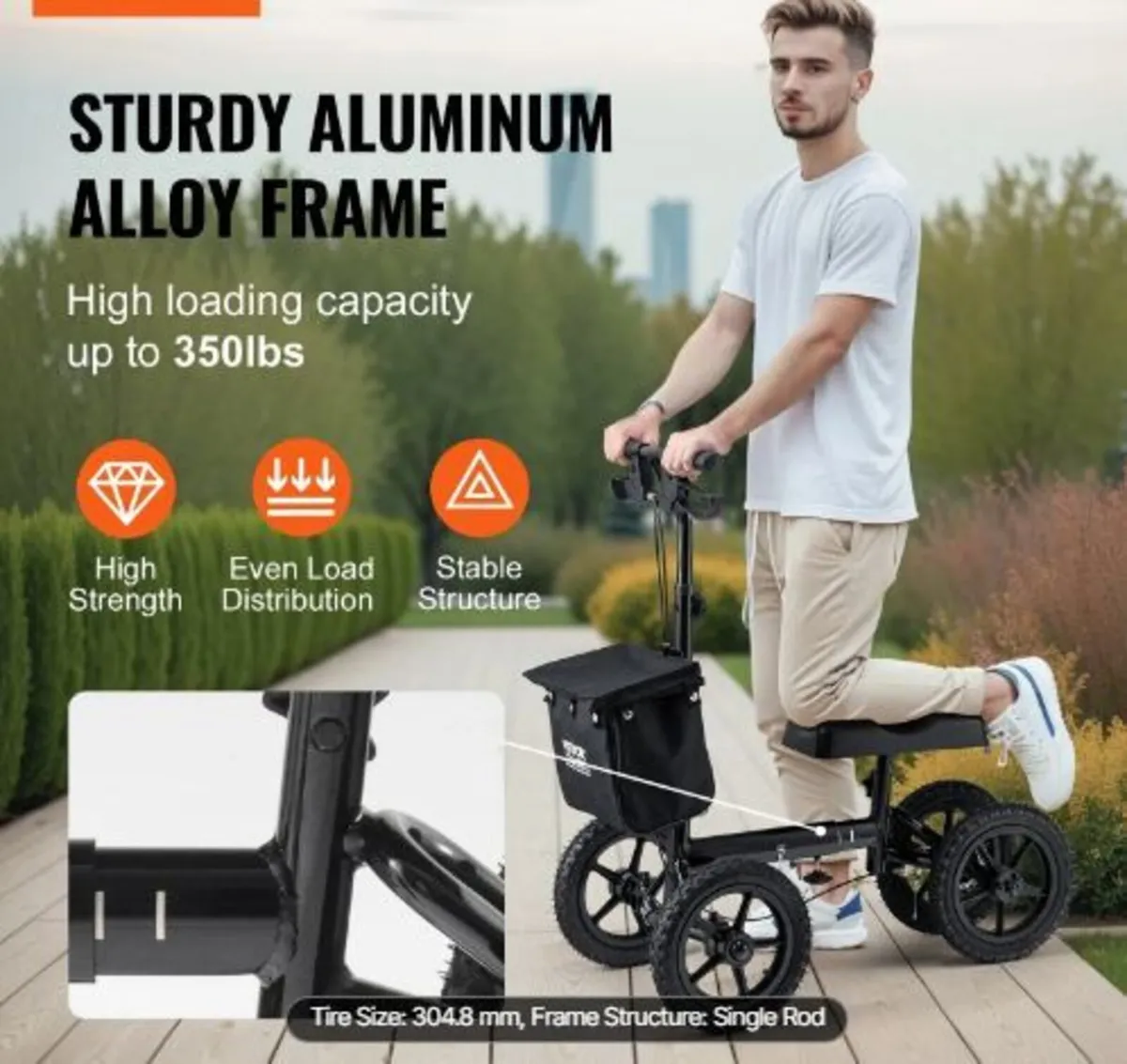 Folding Knee Scooter, Aluminum - Image 1