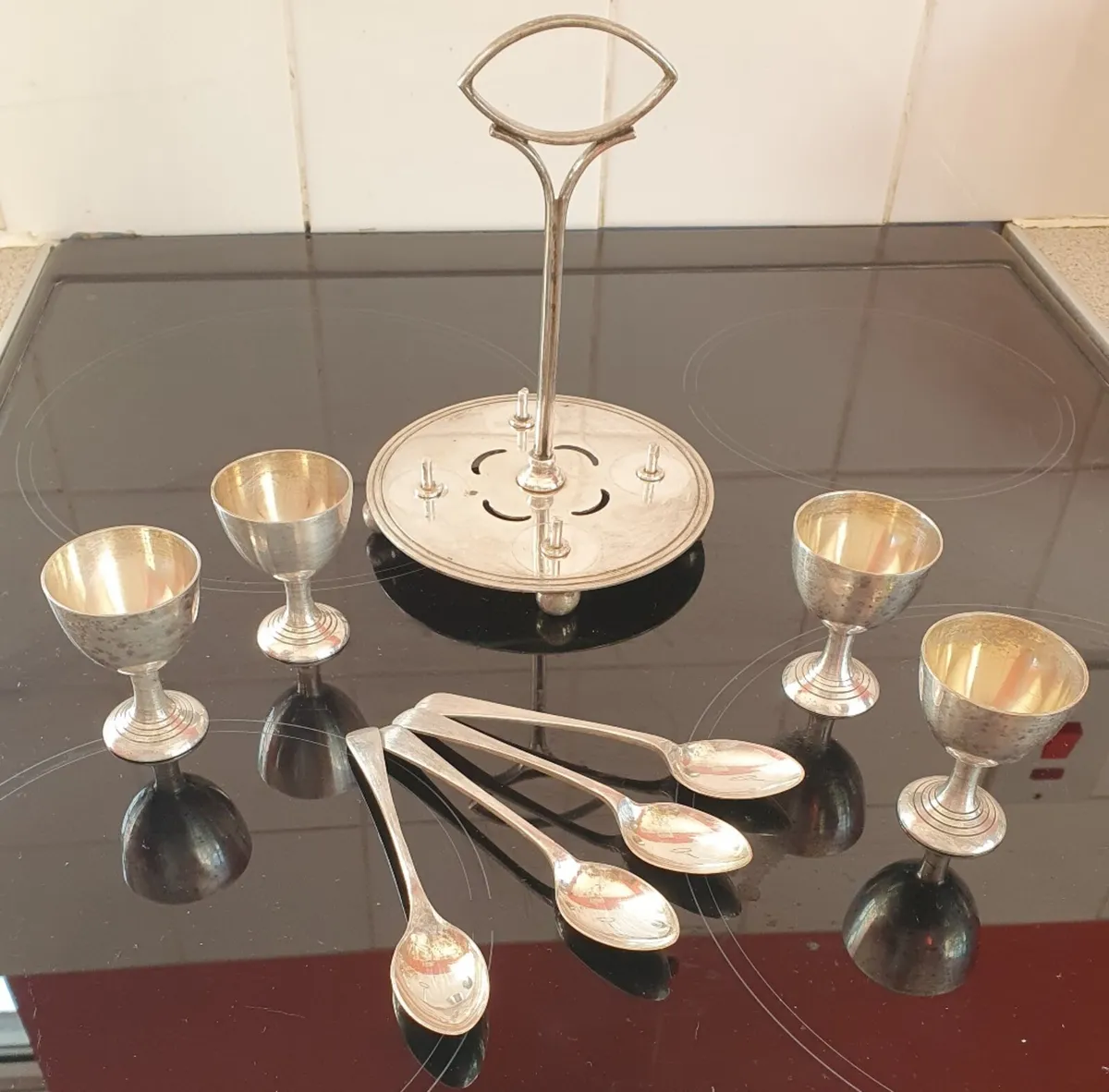 Vintage Silver Plate Egg Cup Stand - Image 3
