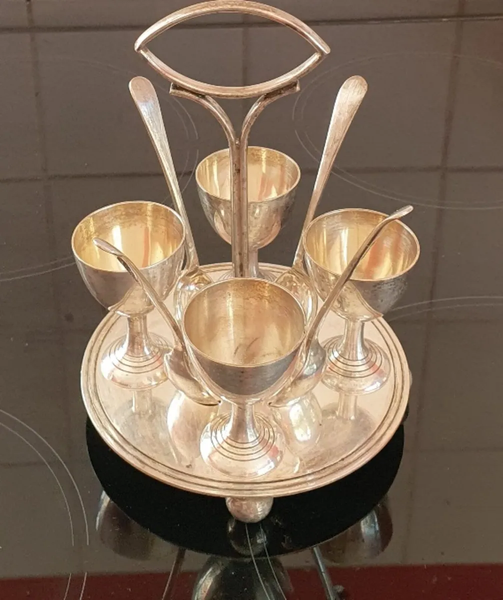 Vintage Silver Plate Egg Cup Stand - Image 1