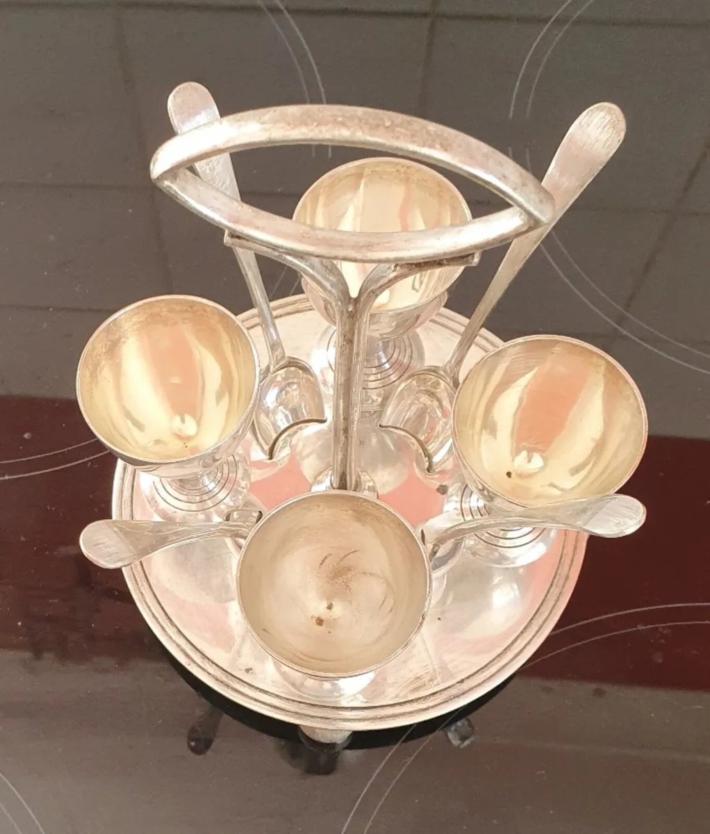 Vintage Silver Plate Egg Cup Stand - Image 2