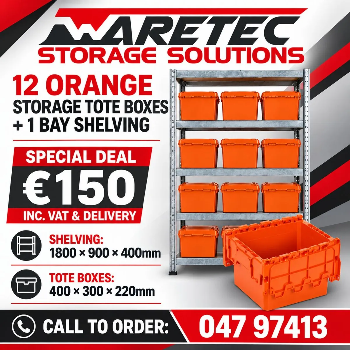 Shelving with 12 x Tote Boxes Deal - Image 1