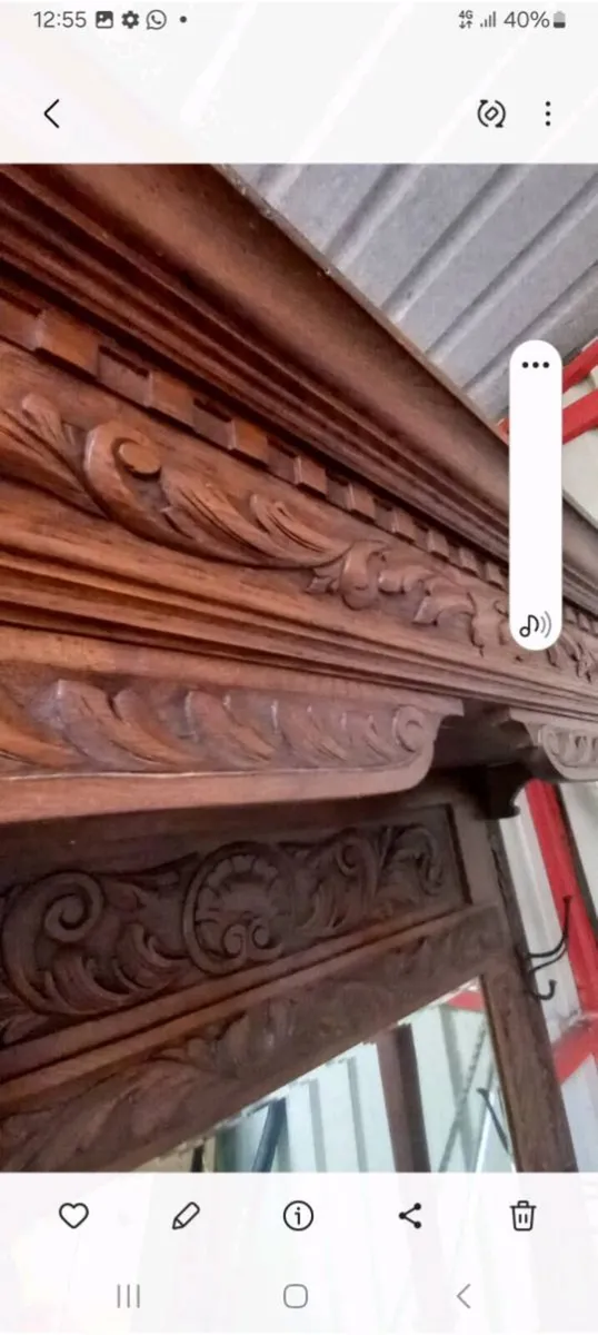 Antique carved oak hall stand with mirror - Image 3