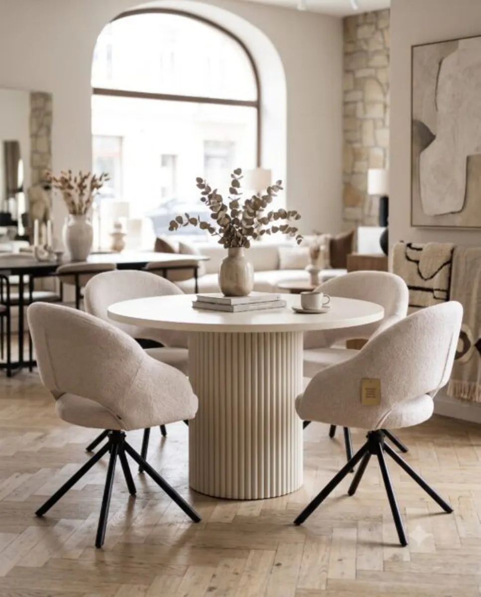 ELEMENTS Extendable Round Dining Table – Cashmere - Image 1